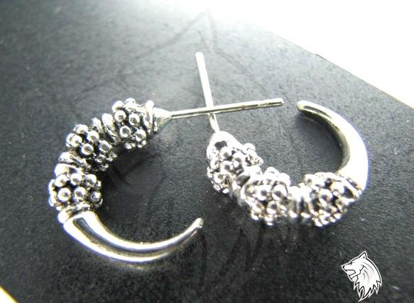 small clustered beads set into a sterling plated hoop