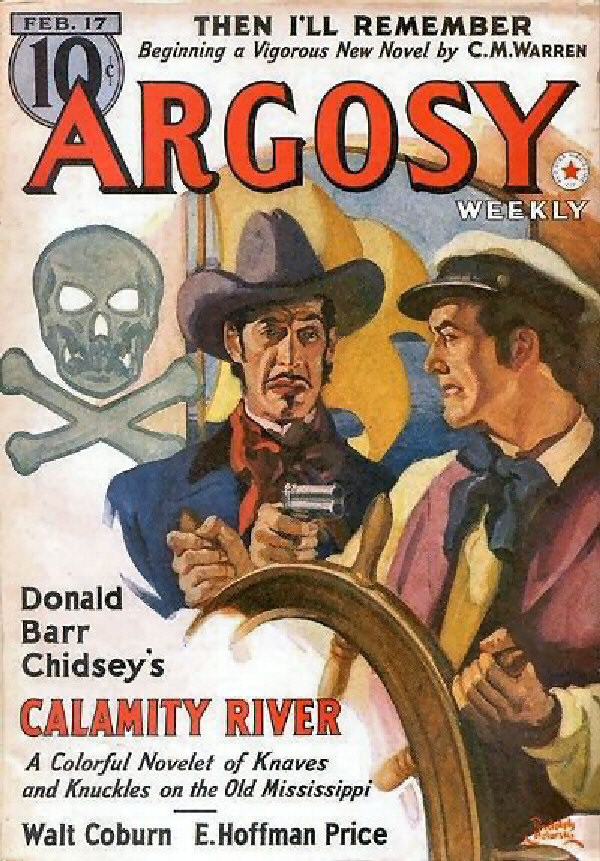 an advertit for argosy magazine, showing two cowboys