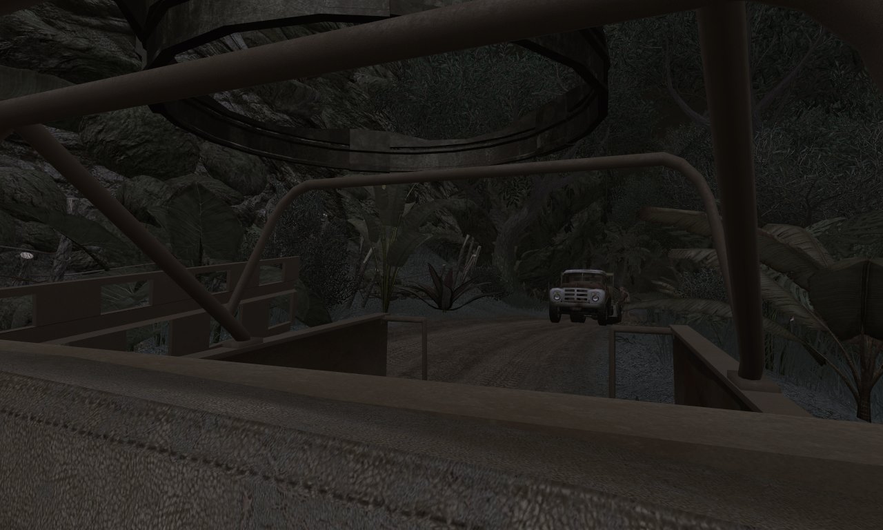a truck is driving across a bridge to get to the top