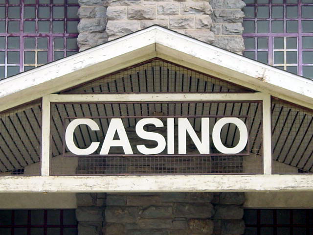 a large sign outside of a casino building