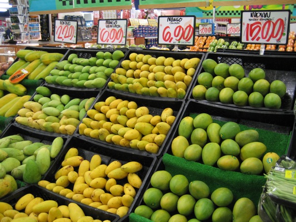 produce at the grocery store ready for sale