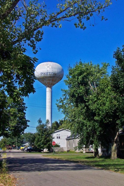 the town water tower has been recently painted