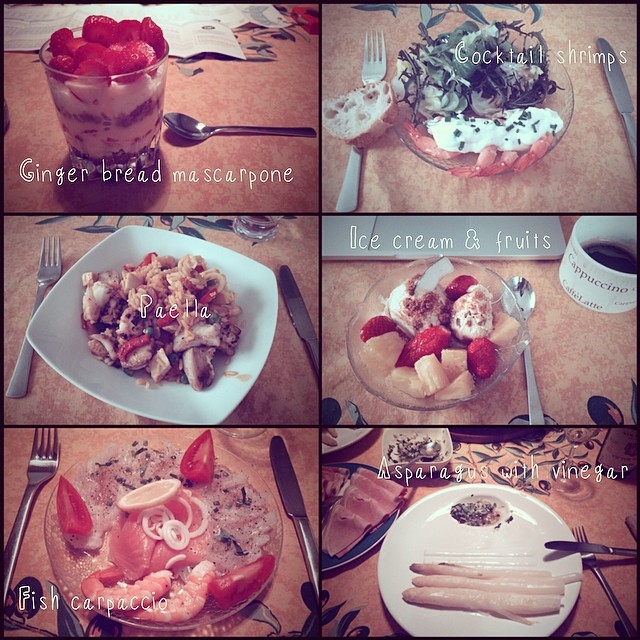 a montage of food displayed on various plates