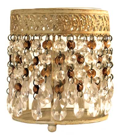 the candle holder has two sides that have been decorated with crystals