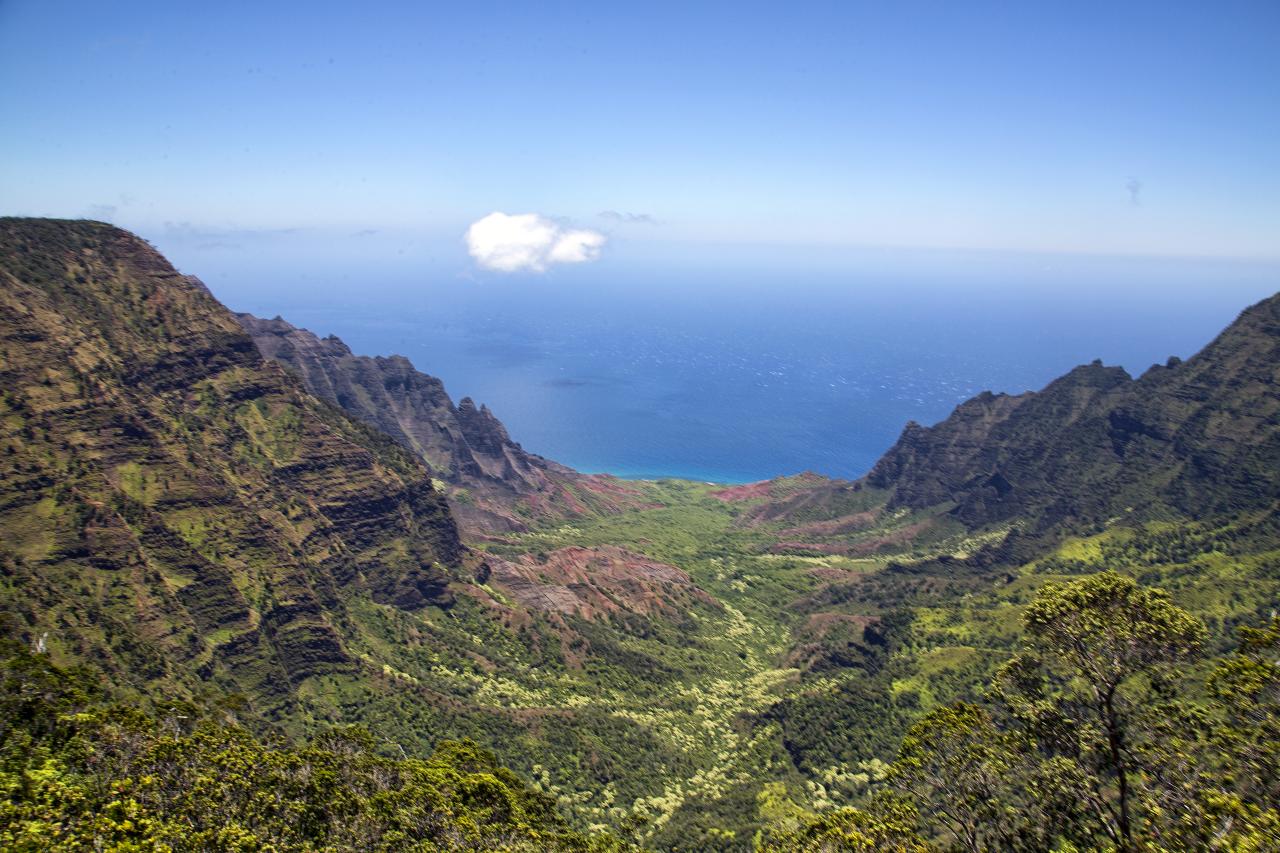 a lush mountain landscape with clouds in the sky