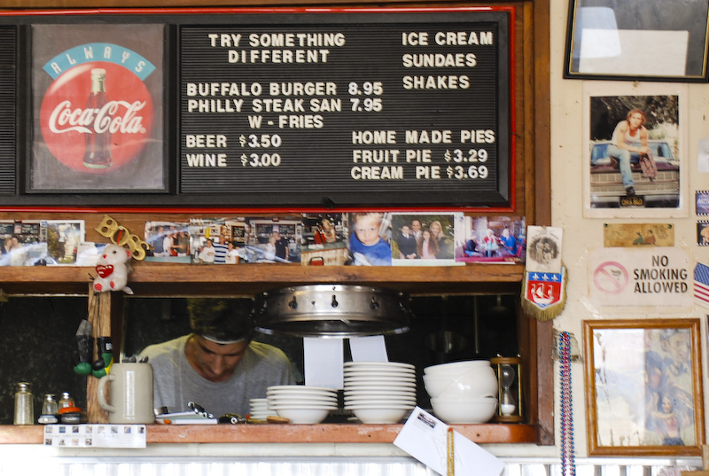 the menu for a restaurant is showing off