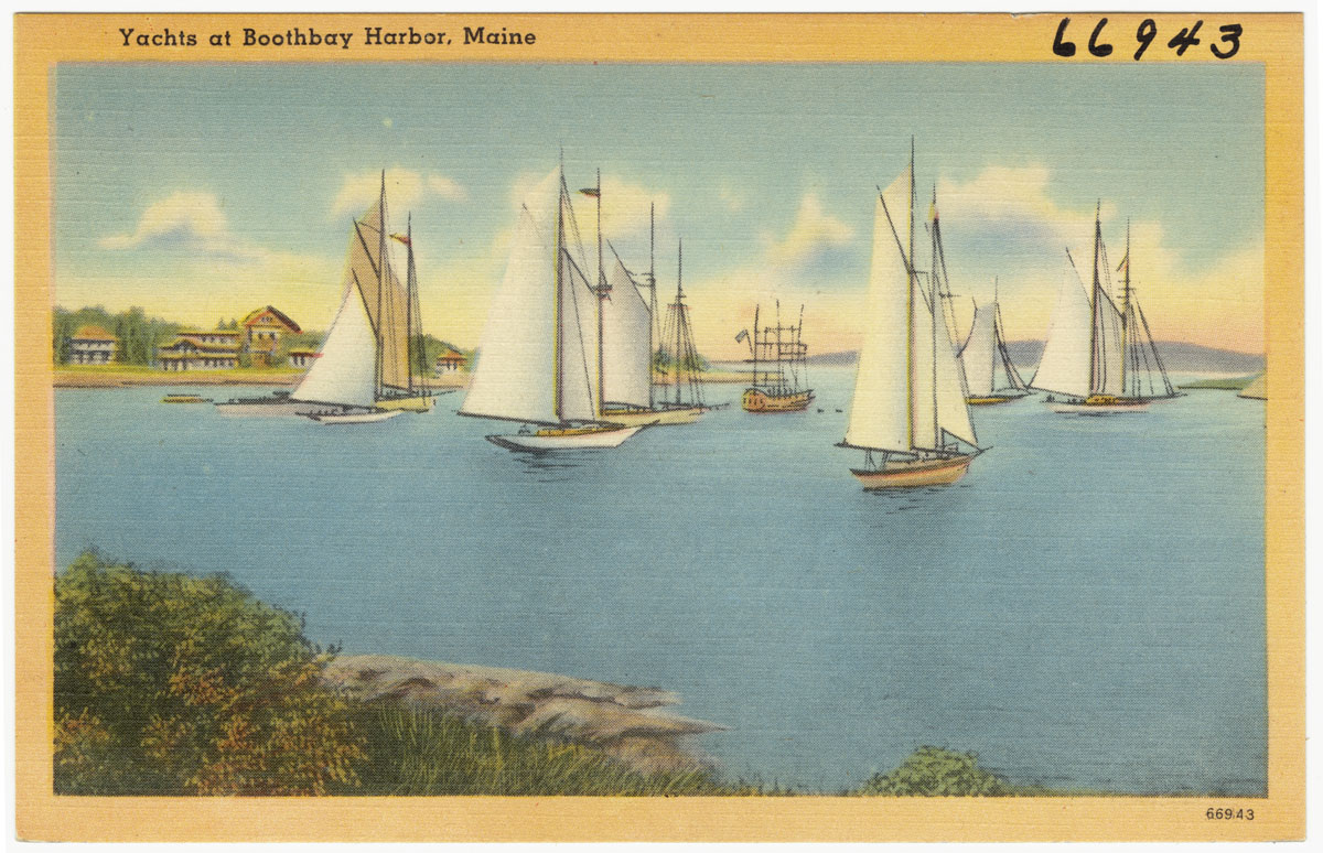 a postcard with four large ships floating on the water