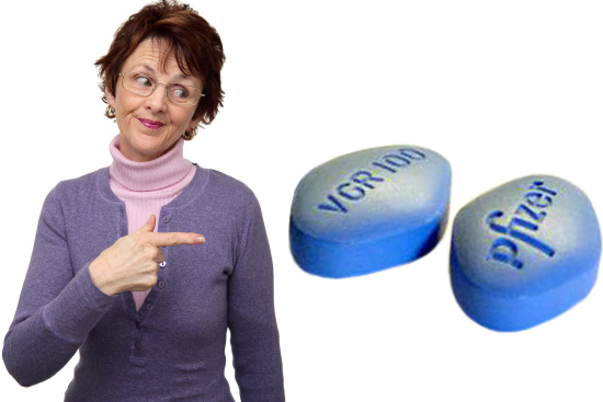 woman pointing at contra pills on a white background