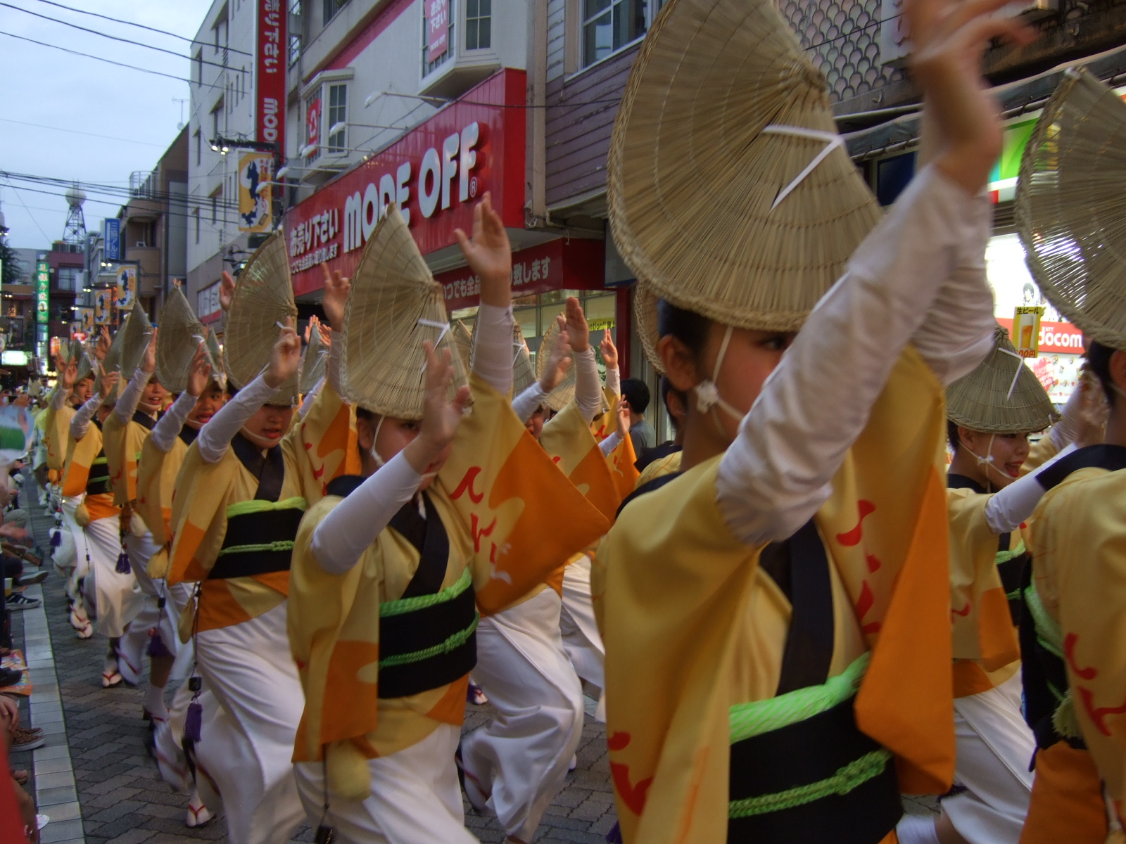 a group of people with hats on each head