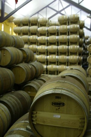 a bunch of barrels that are stacked together