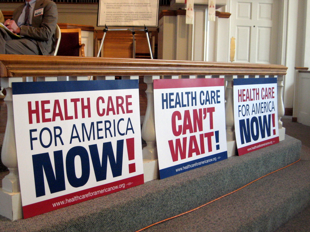 three political signs that show health care for america and how it is now