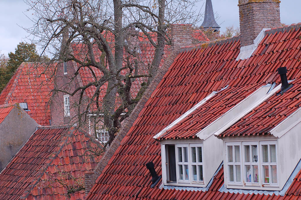 two white windows on red roofs in the daytime