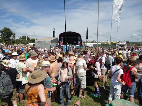 a large crowd is gathered at a music festival