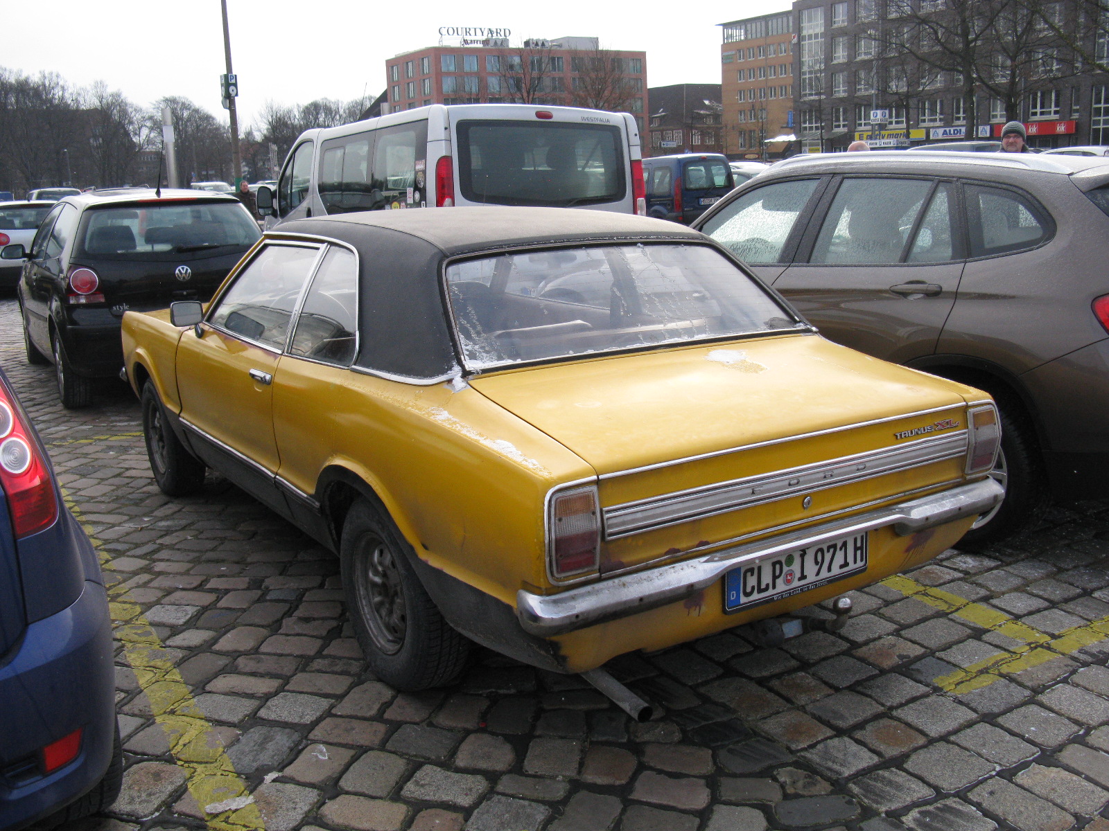 a car is parked in a parking lot