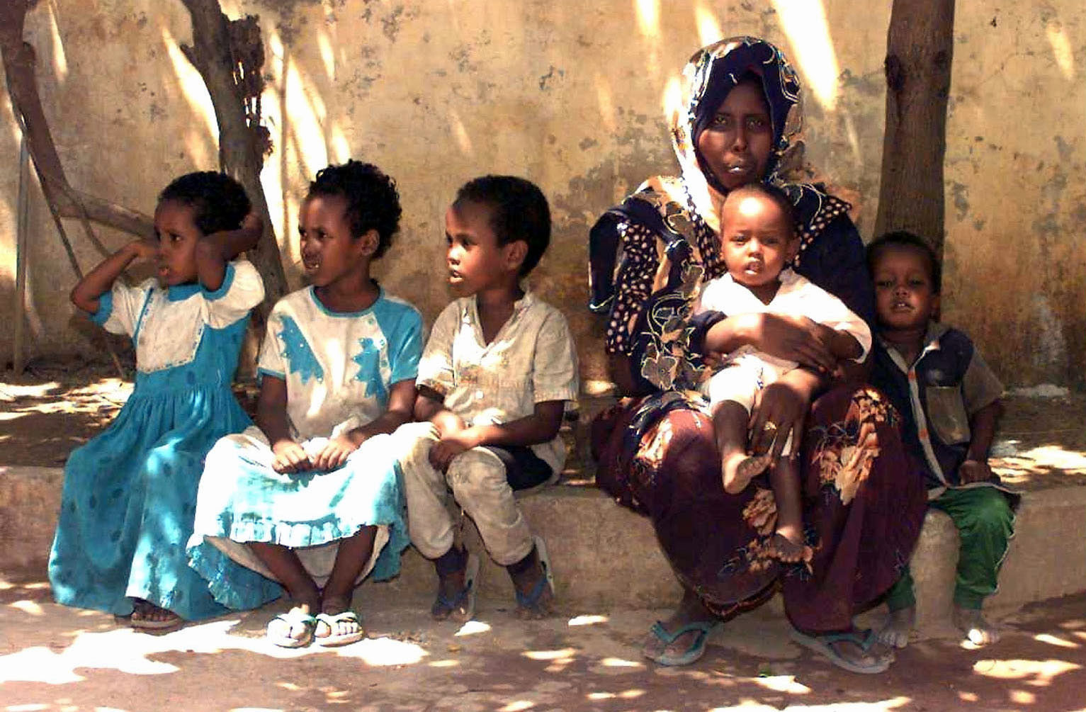 a group of people sitting and standing next to each other