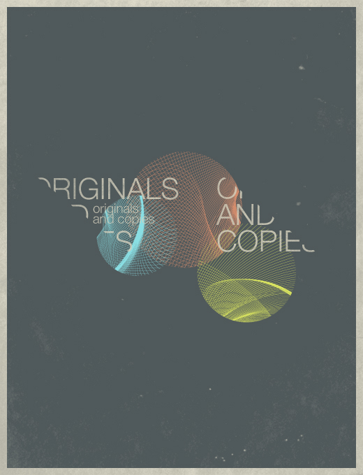 two circular shapes and the word'originals and copies '