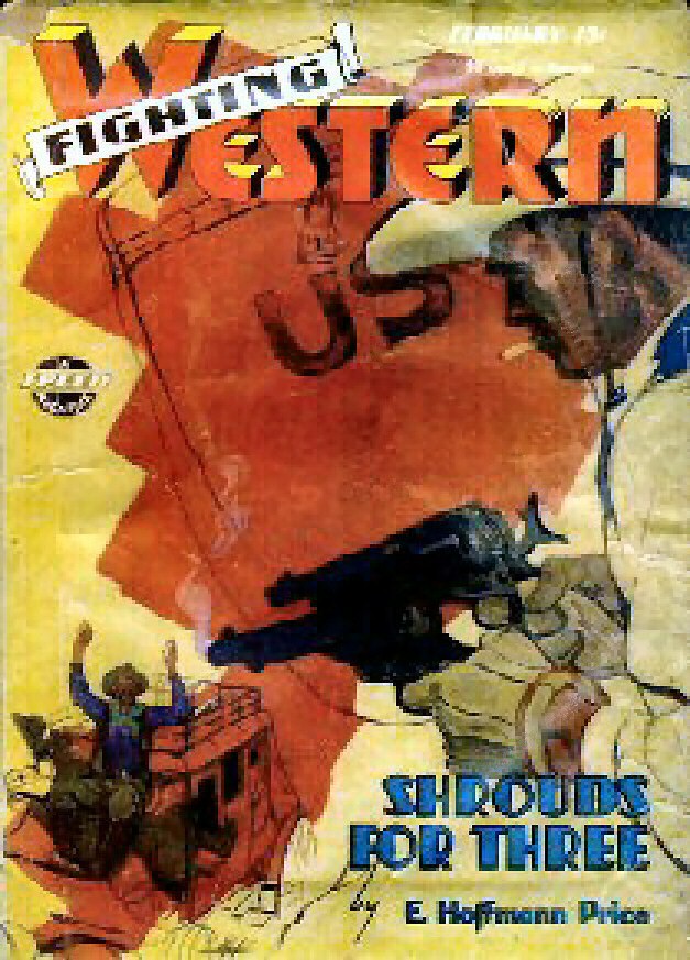 cover for western weekly, with an image of two men in hats and people on horse drawn carriages