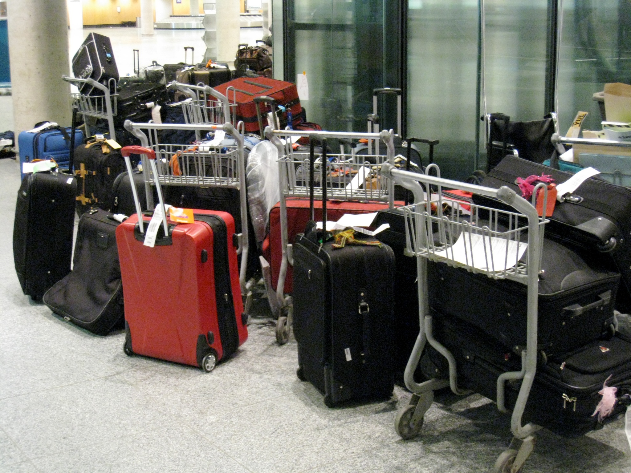 luggage at the airport are waiting for someone to get on