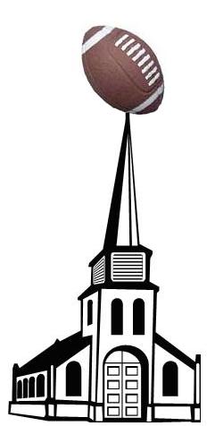 a football sitting on top of a church steeple