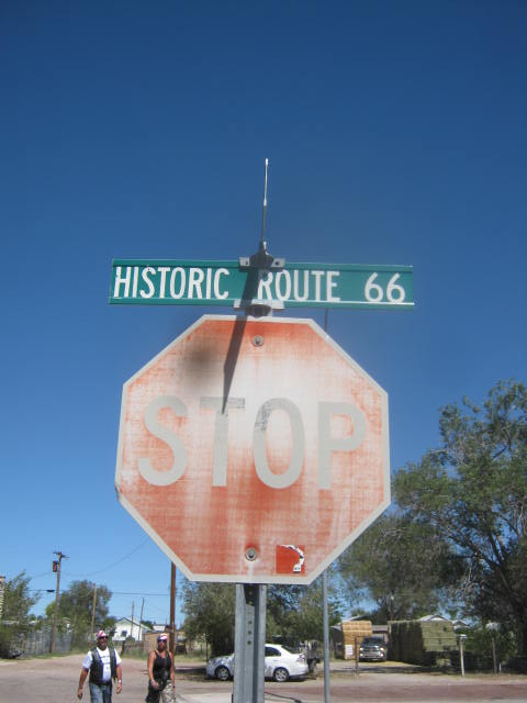 stop sign at historic route 66 in the country