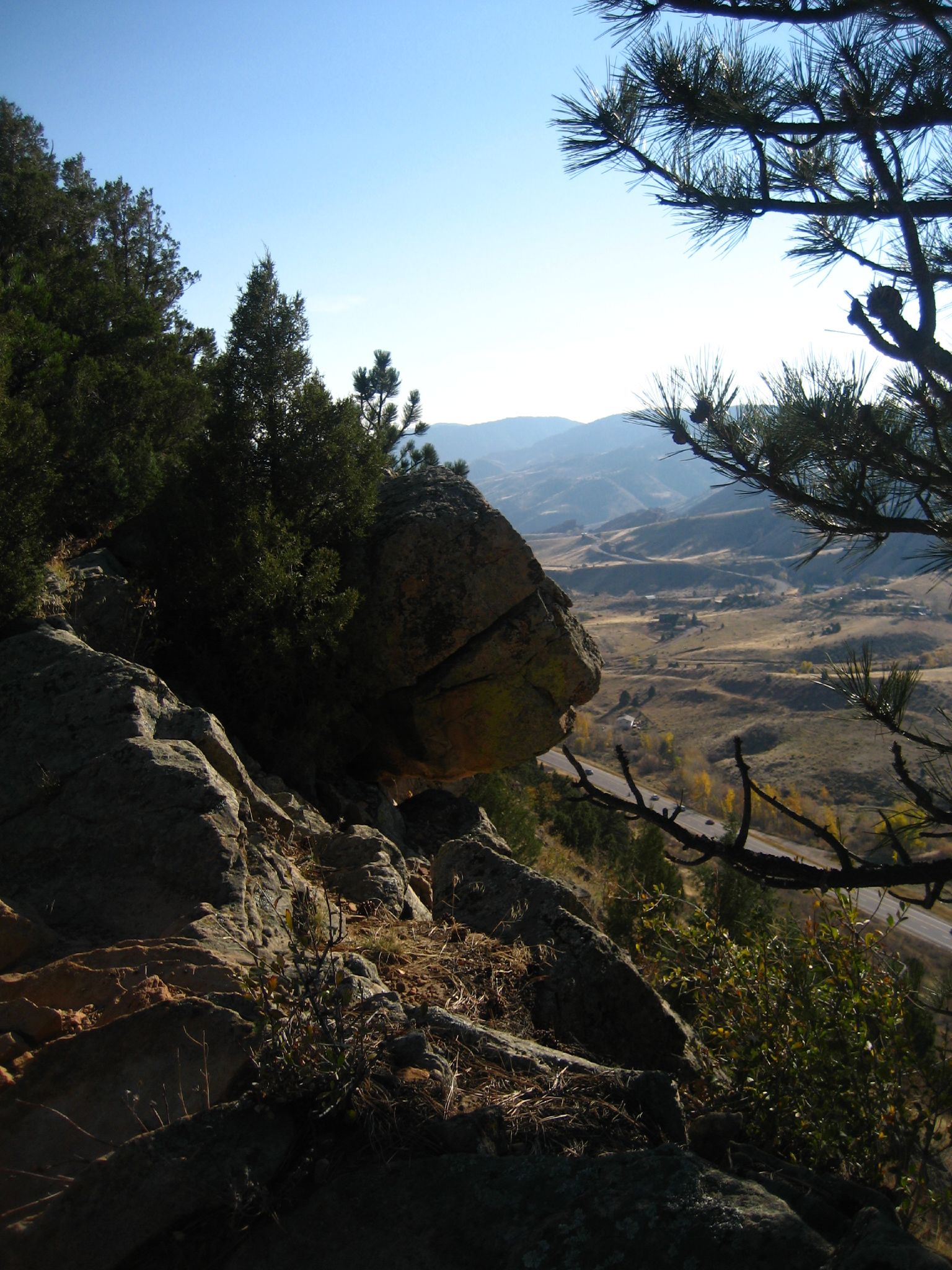 the view from a rocky outcropping on a sunny day