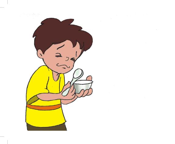 a boy eating some kind of item from his bowl