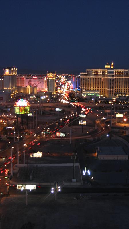 a night time view of a busy vegas strip