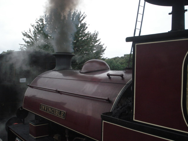 a steam locomotive carrying people along a track