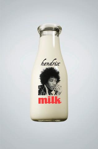 a milk bottle that has an image of a  on the side