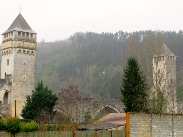 there is an old castle in the background