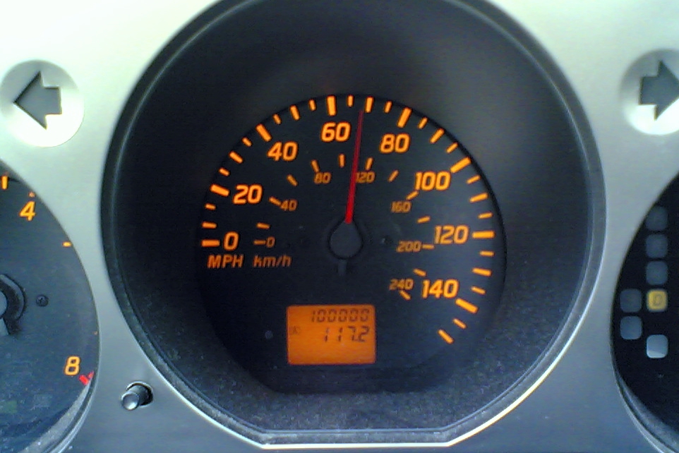 a close up of a meter on the dashboard of a car
