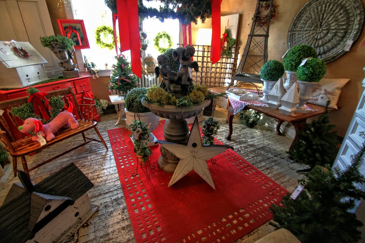 a christmas display in a home is seen here