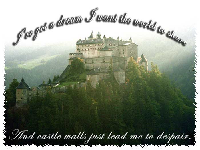 an old castle on a hill with the words i've got a dream i want to
