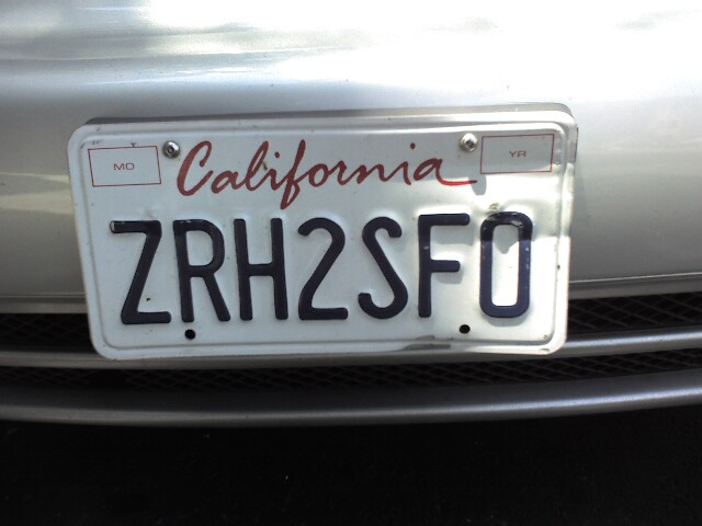 this car has a license plate that says, california