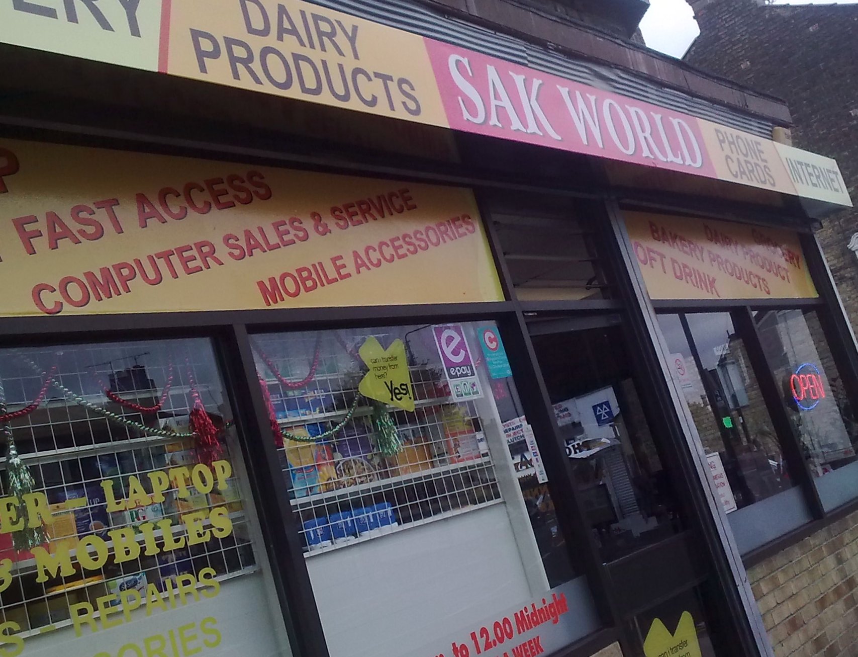 the storefront of an enterprise called sak world