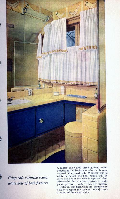 an old book with pictures and text detailing a bathroom