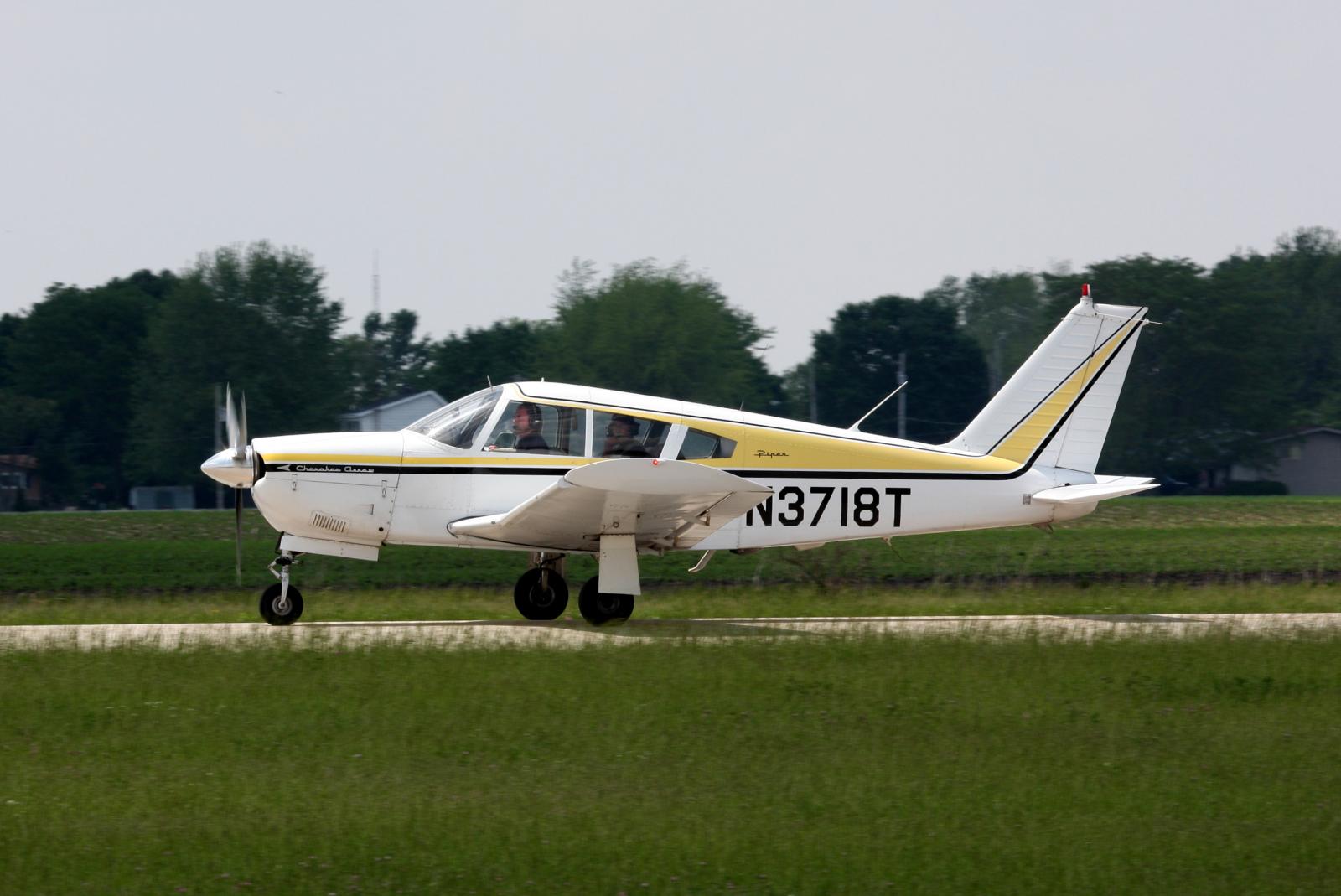 the small plane is about ready for take off