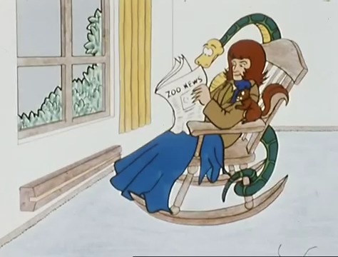 an animated illustration of a woman reading a book in a rocking chair