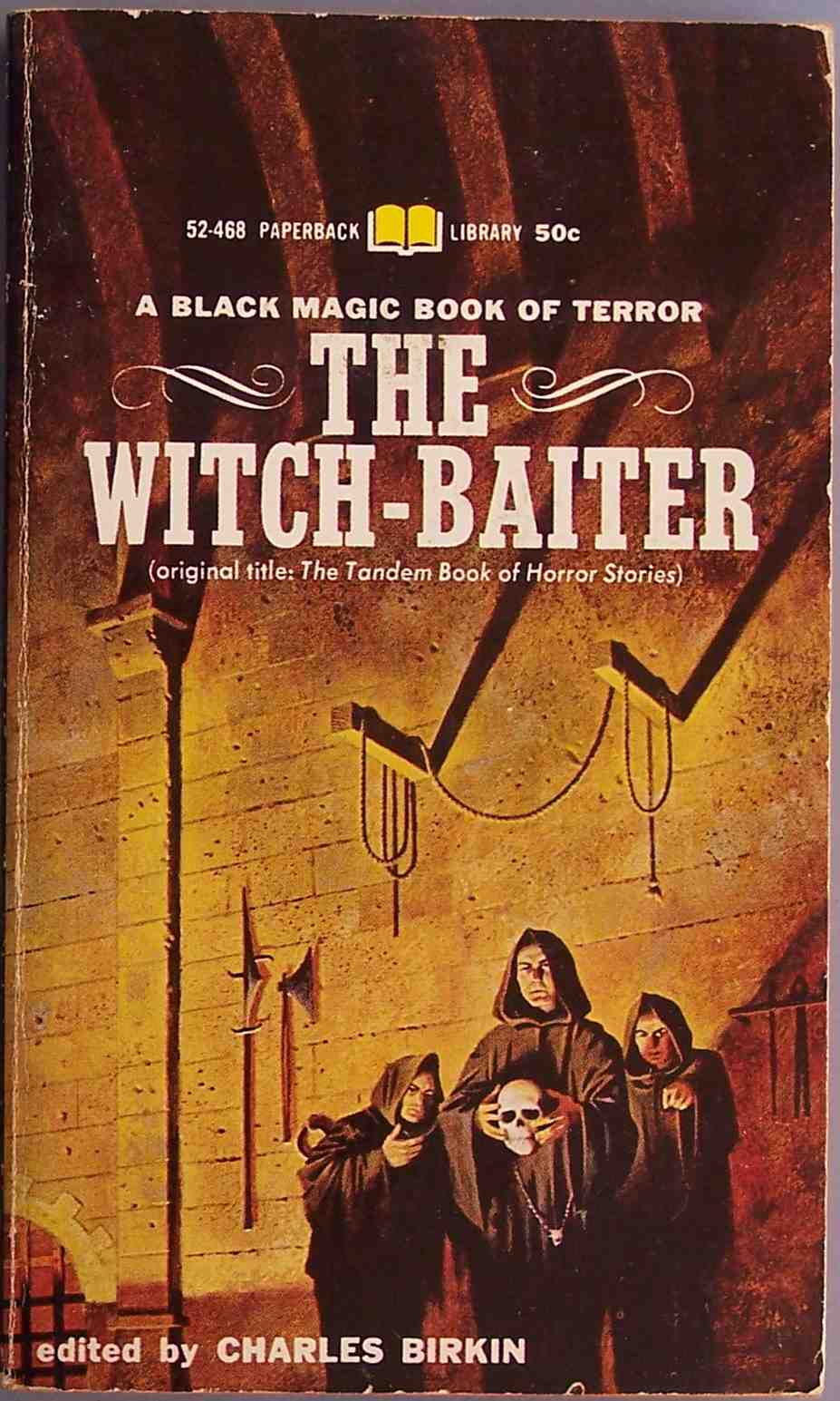 a book cover for the witch - batter, featuring three people holding a skull