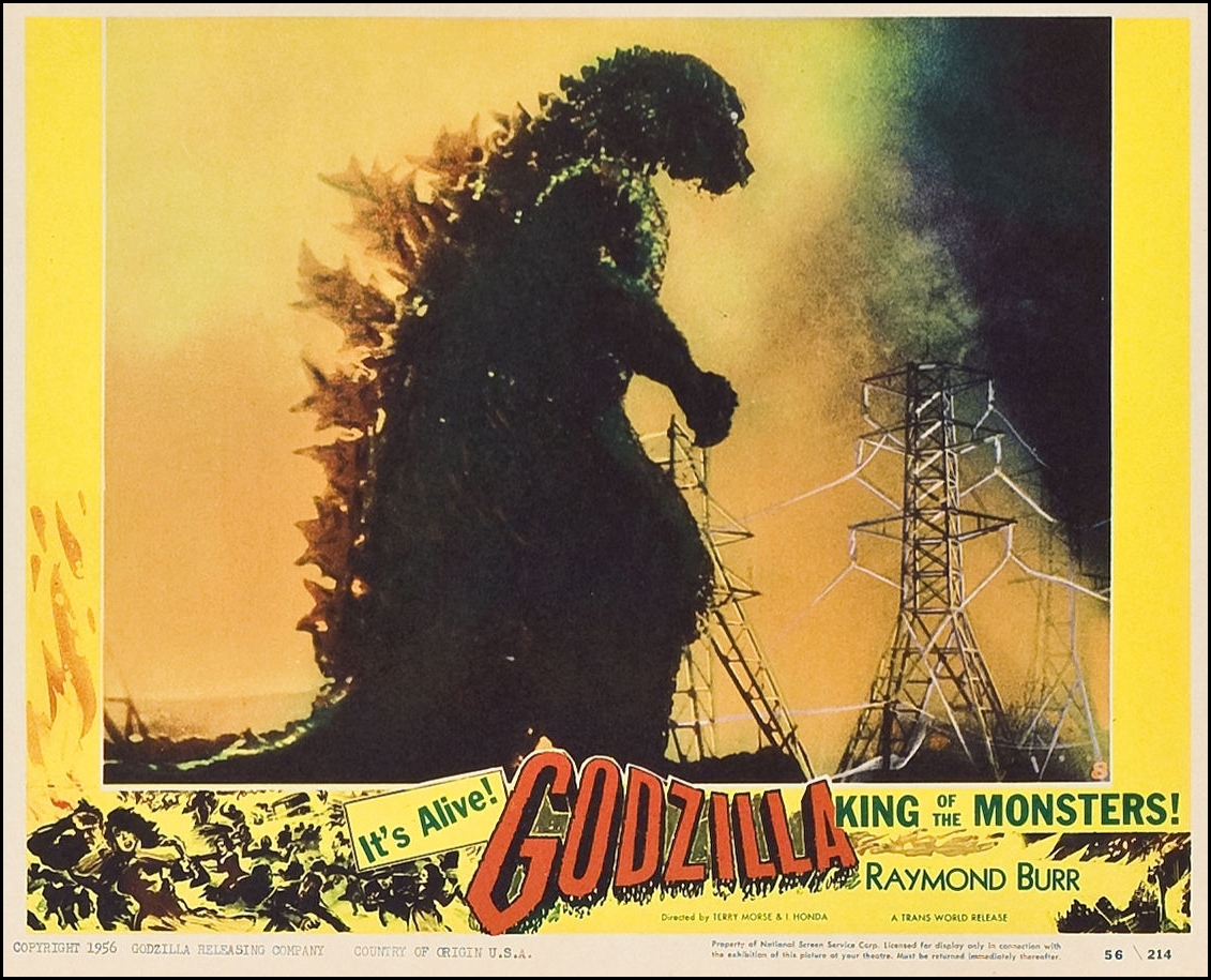 an old poster with godzilla on the front