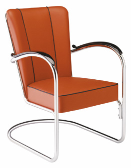 a tan leather and chrome framed chair