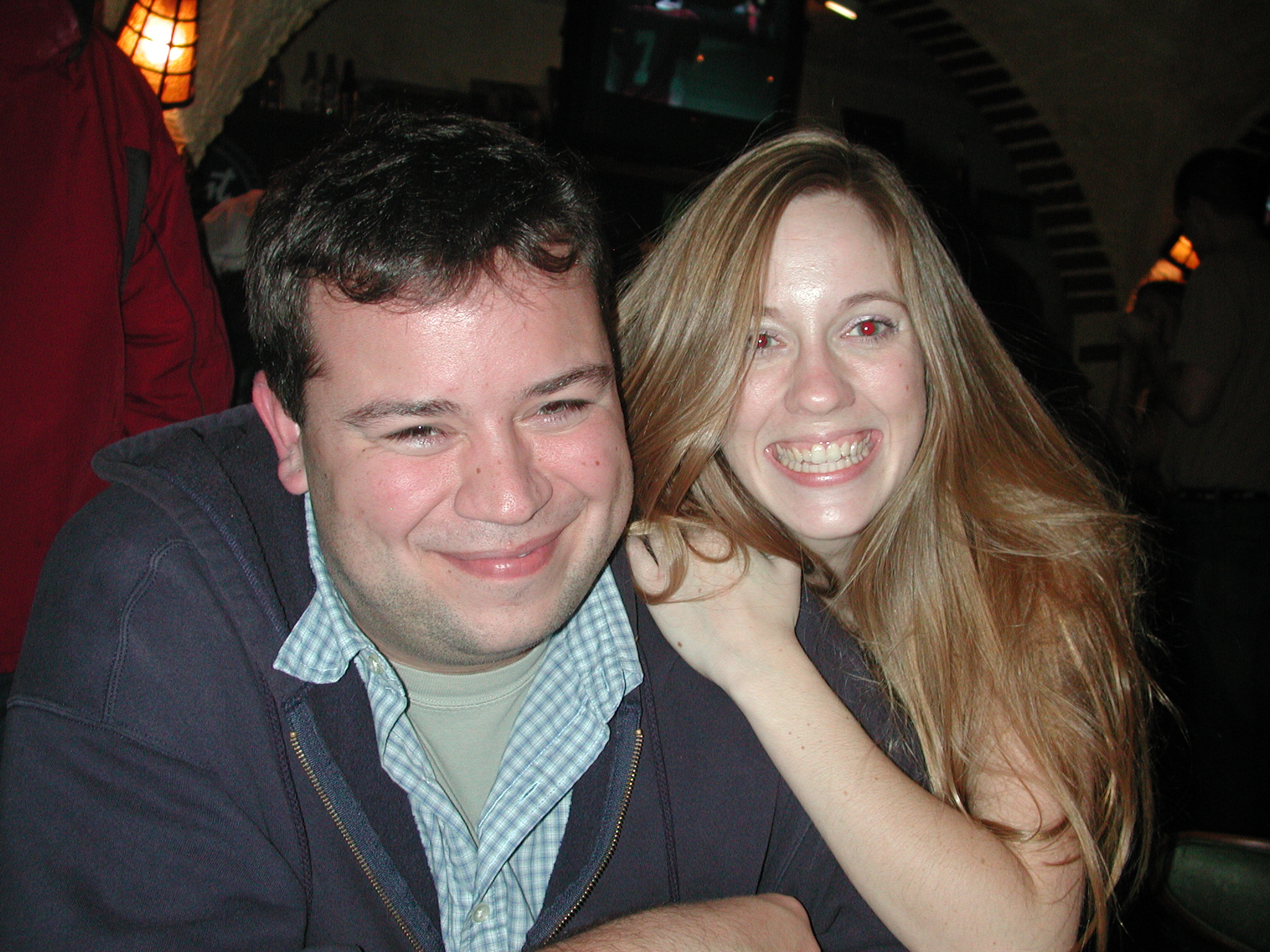 the young couple are having fun at the restaurant