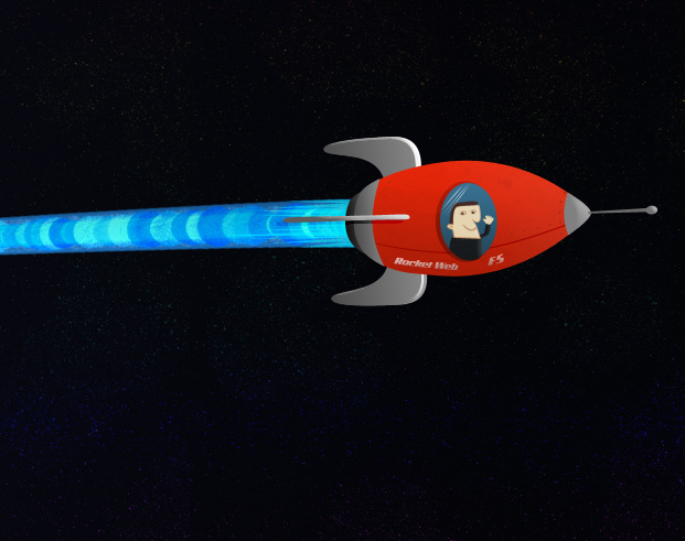 a red spaceship with a black background and blue accents