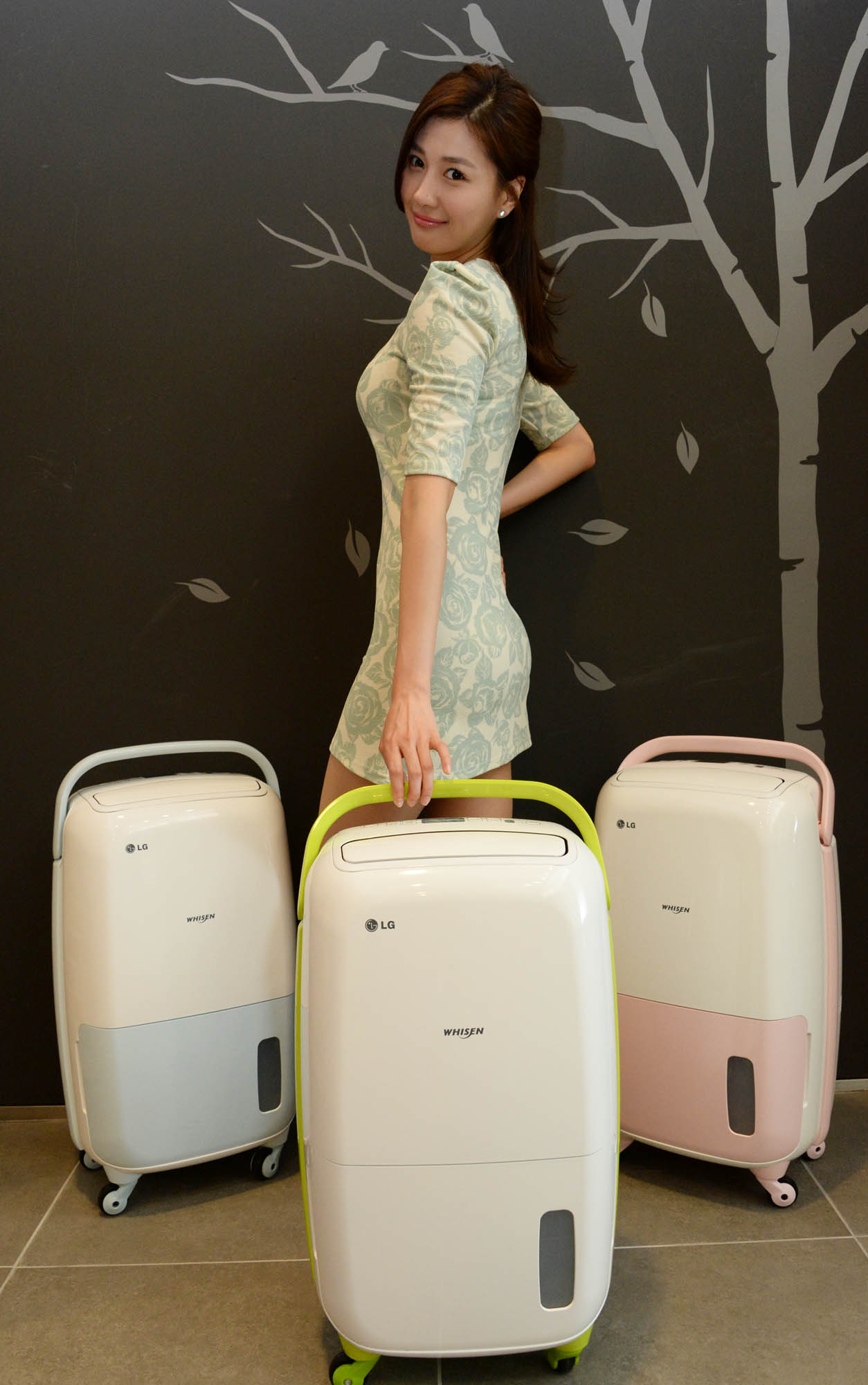young asian woman with luggage posing for picture