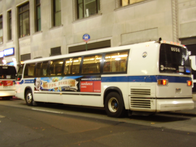 two city buses parked on a city street