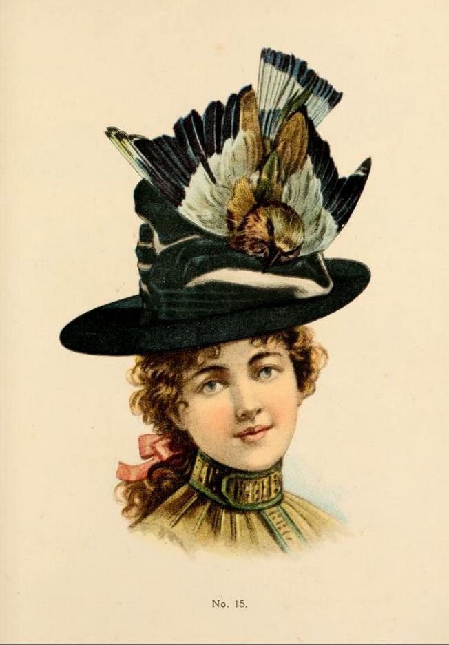 a woman with a big hat and a hawk on top