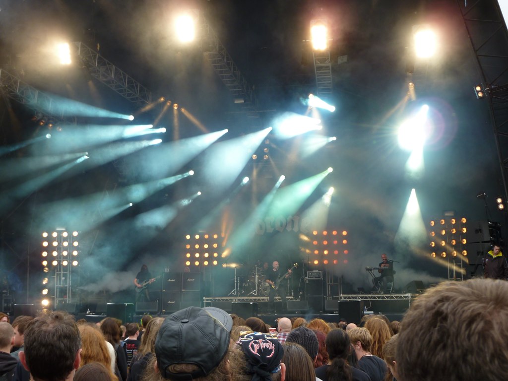 a crowd of people at a music concert
