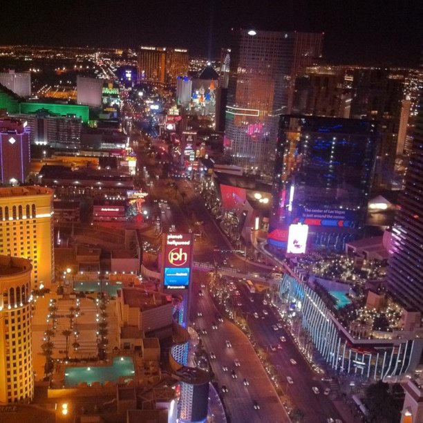 a night time po from the top of the vegas strip