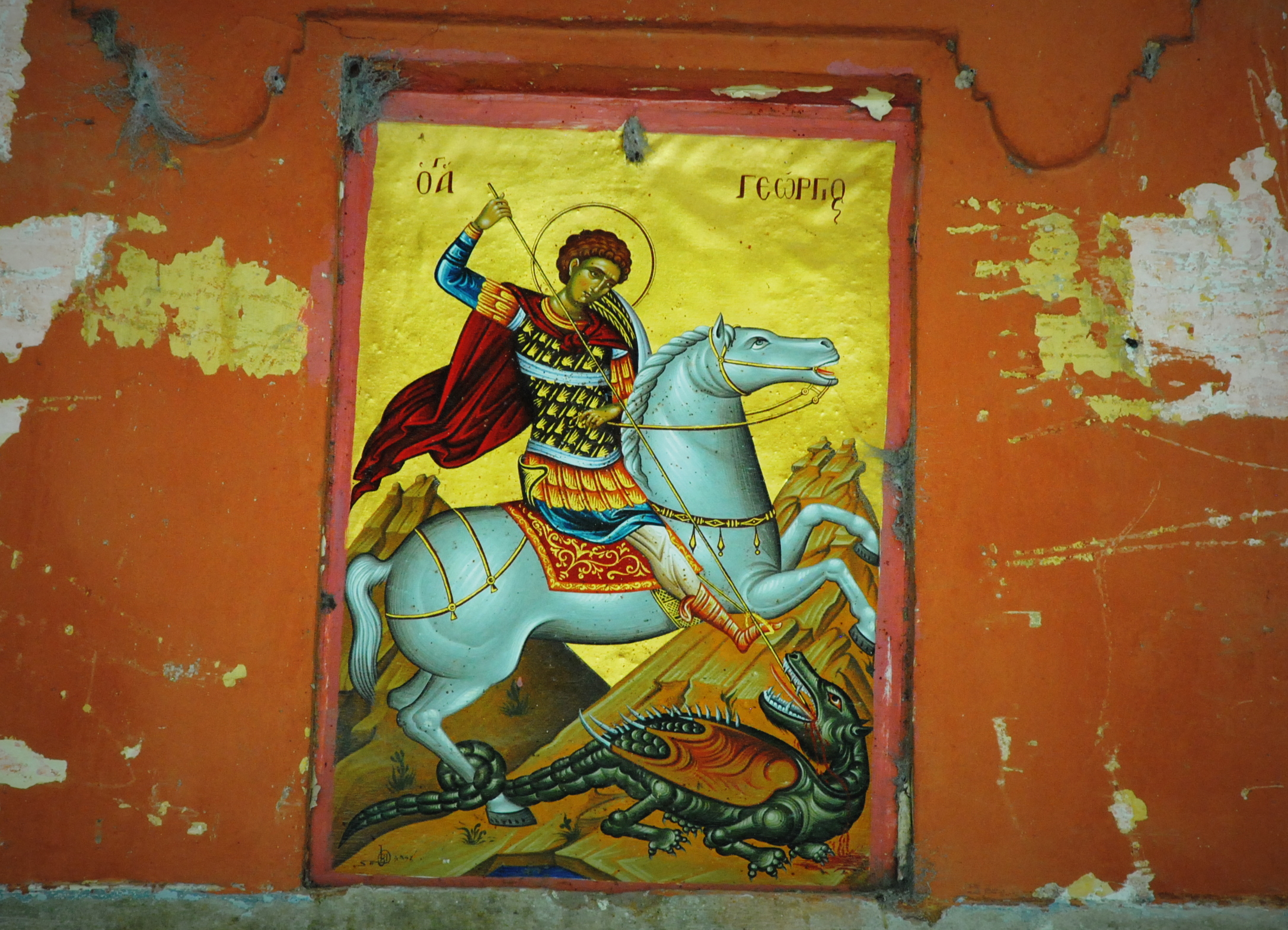 a painting of jesus riding on a horse