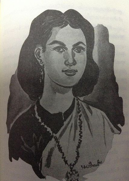 an illustration of a woman with an ornate necklace